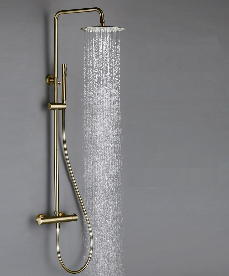 Juno Wall Mount Thermostatic Rain Shower Head With Handheld Shower