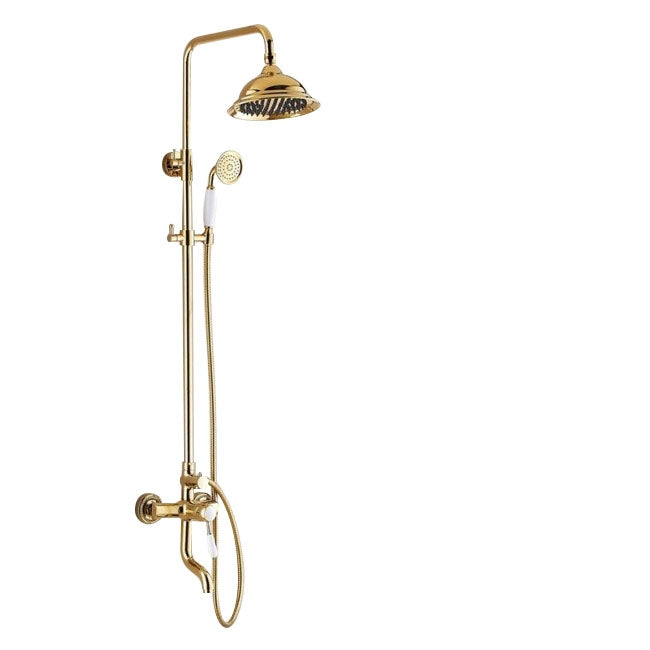 Juno Wall Mount Dual Handle Gold Bathroom Shower with Hand-Held Shower