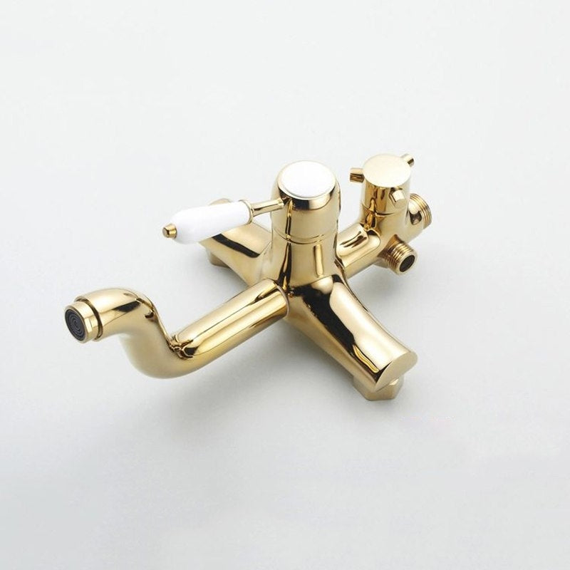 Wall Mount Single Handle Gold Bathroom Shower with Hand-Held Shower