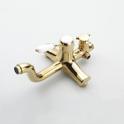 Wall Mount Single Handle Gold Bathroom Shower with Hand-Held Shower