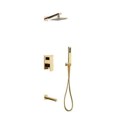 Wall Mounted Gold Finish Bathroom Shower-Head Shower Mixer