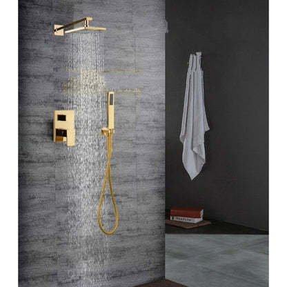 Wall Mounted Gold Finish Bathroom Shower-Head Shower Mixer