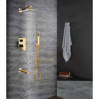 Wall Mounted Gold Finish Bathroom Shower-Head Shower Mixer