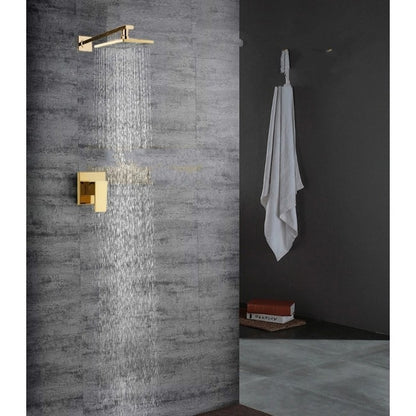 Wall Mounted Gold Finish Bathroom Shower-Head Shower Mixer