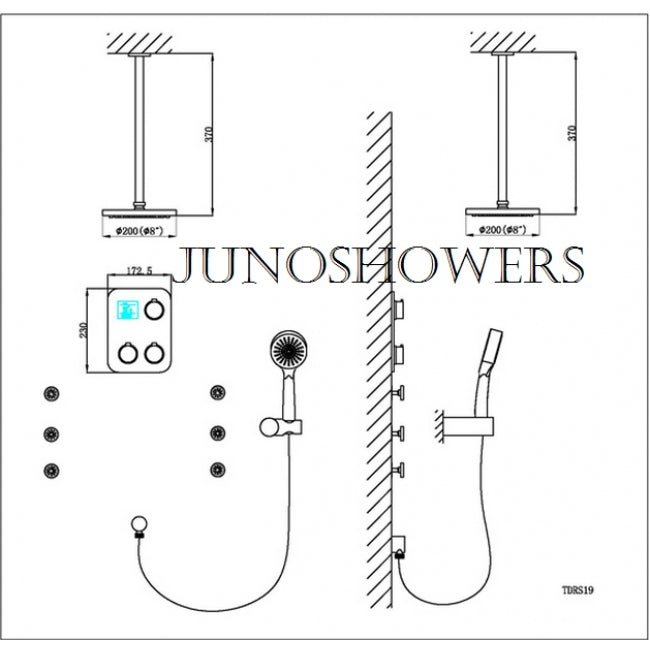 Thermostatic Ceiling Mount Large Shower Head In-wall Shower Faucet 