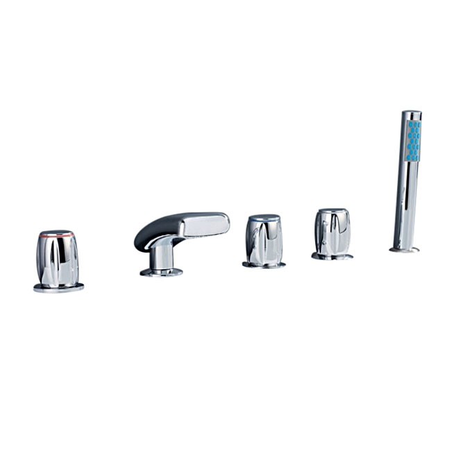 Triple Handle Chrome Polished Waterfall Bathtub Faucet