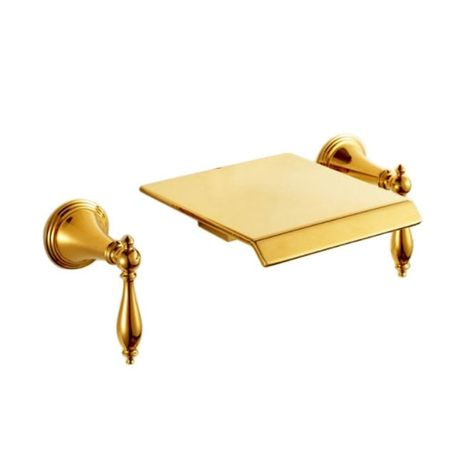 Florence Gold Finish Wall Mount Waterfall Bathroom Sink Faucets