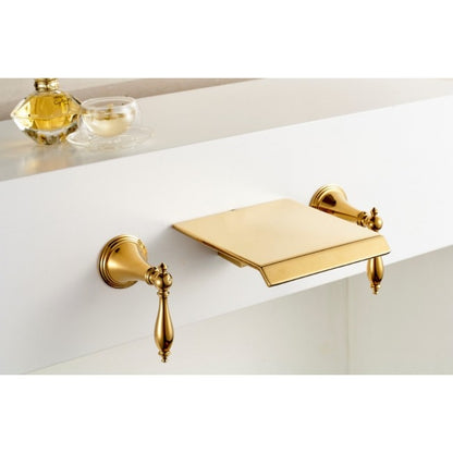Florence Gold Finish Wall Mount Waterfall Bathroom Sink Faucets