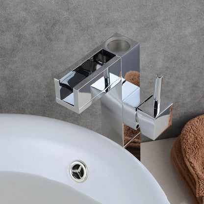 Waterfall Spout Chrome Bathroom Sink Faucet