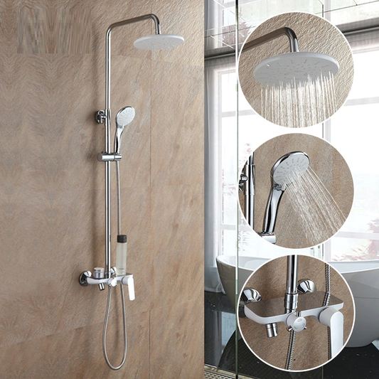 Chrome and white rain shower column set