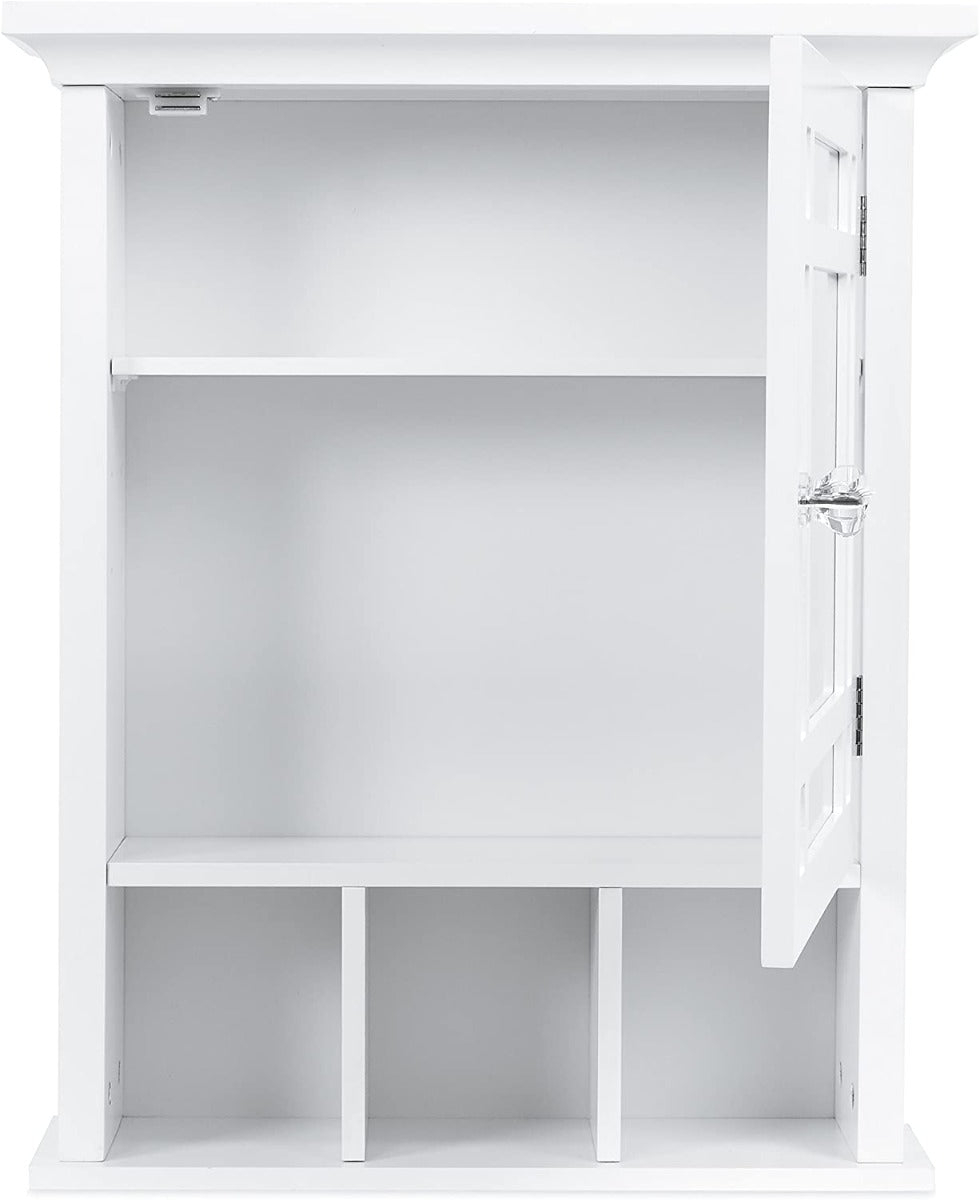White Color Mirrored Wall Mount Bathroom Storage Cabinet