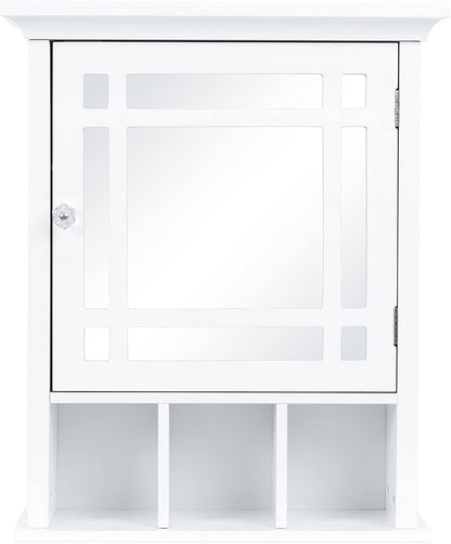 White Color Mirrored Wall Mount Bathroom Storage Cabinet