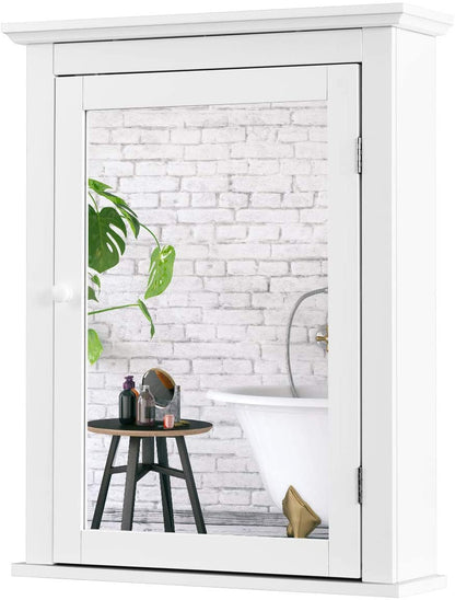 Wall Mount White Medicine Cabinet - Mirrored Bathroom Wall Mounted Medicine Cabinet