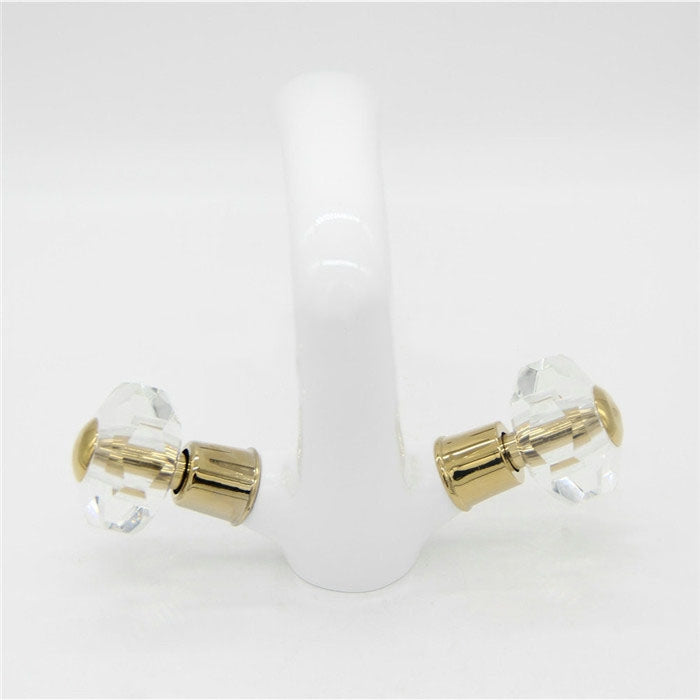 White Crystal Double Handle Bathroom Sink Faucet