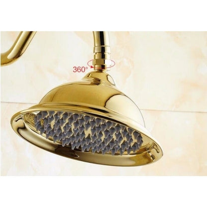 Juno White Design Gold Bath Shower Faucet & Shower Head with Hand held Shower 