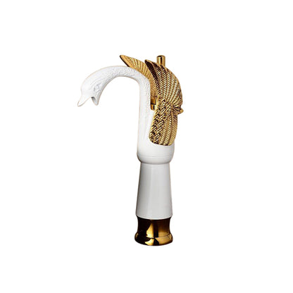 Gold & White Bathroom Sink Faucet Single Hole - Single Handle