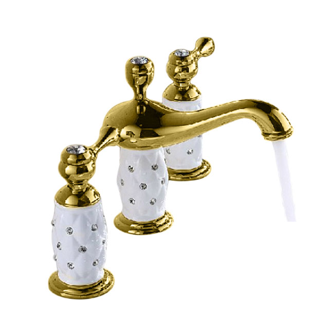 Missa Series 3 Holes Bathroom Sink Faucet in Gold Finish