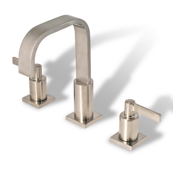 Widespread Dual Handle Deck Mount Bathroom Sink Faucet Brushed Nickel