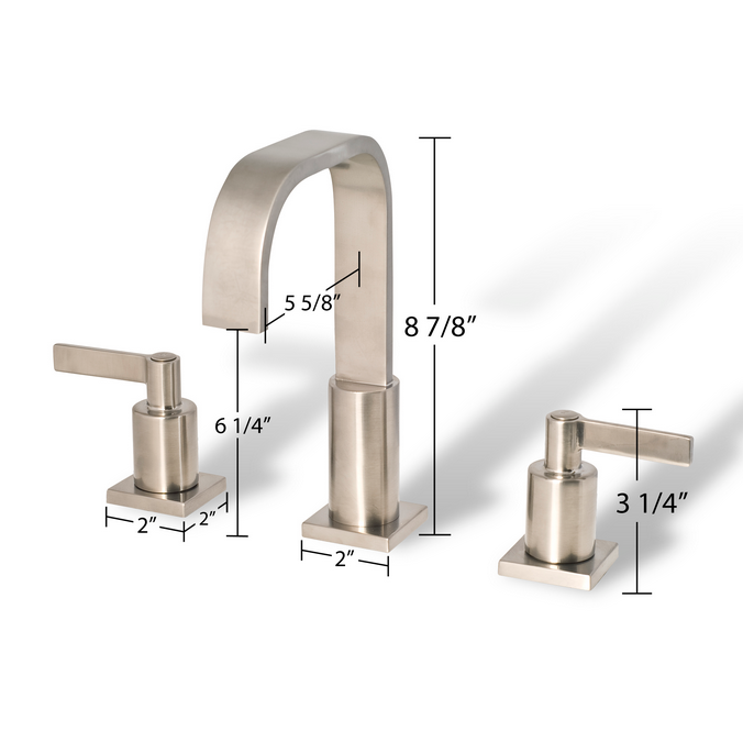 Widespread Dual Handle Deck Mount Bathroom Sink Faucet Brushed Nickel