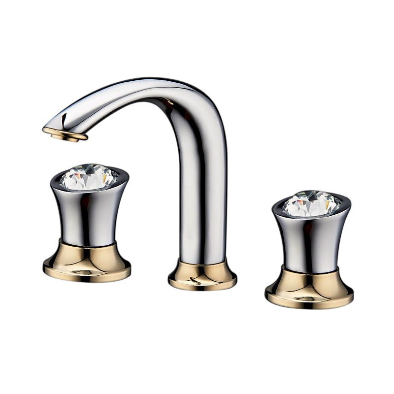 Gold Chrome Basin Faucet With Diamond Handles
