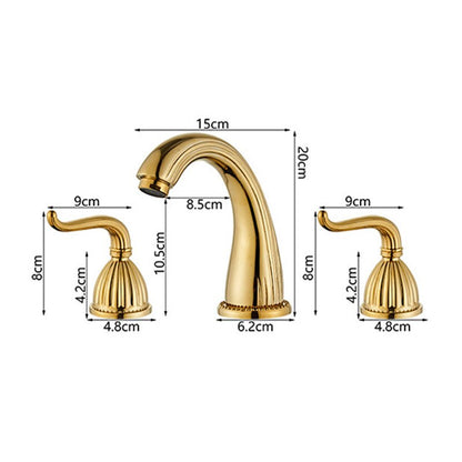 Widespread Three Holes Bathroom Sink Faucet Two Handles Basin Mixer Tap Solid Brass
