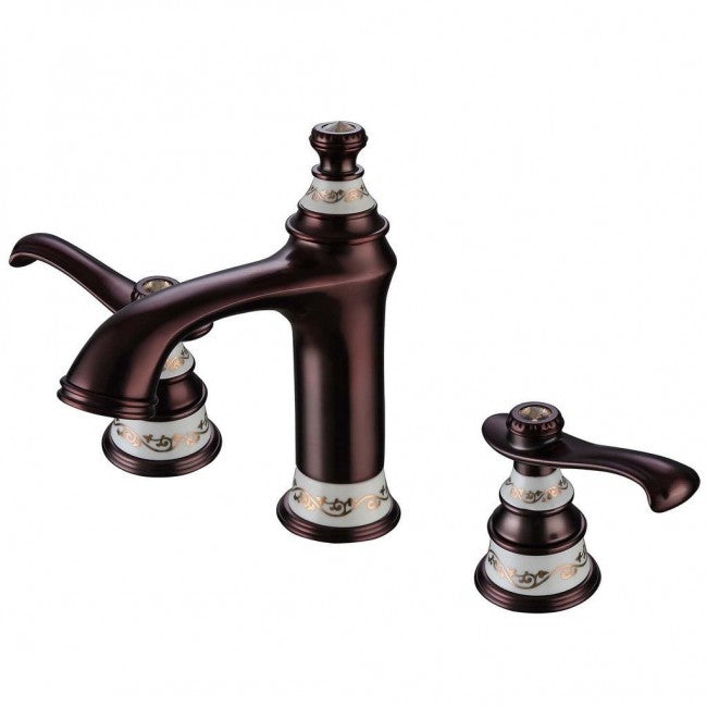 Widespread White Painted Three Hole Bathroom Tap Sink Faucet  4