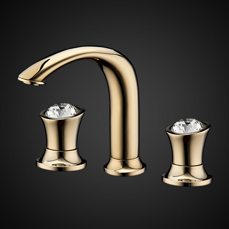 Gold Basin Faucet With Diamond Handles