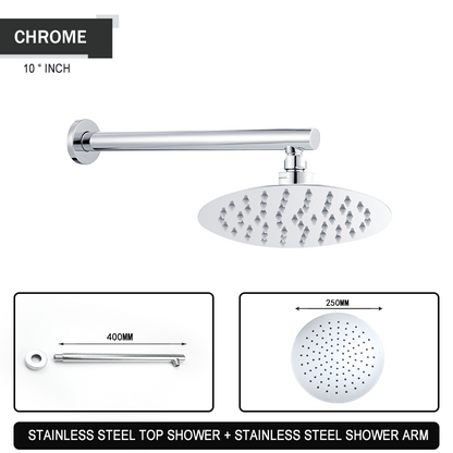 Juno Commercials Wall Mount Rainfall Over Shower Head with Shower Arm