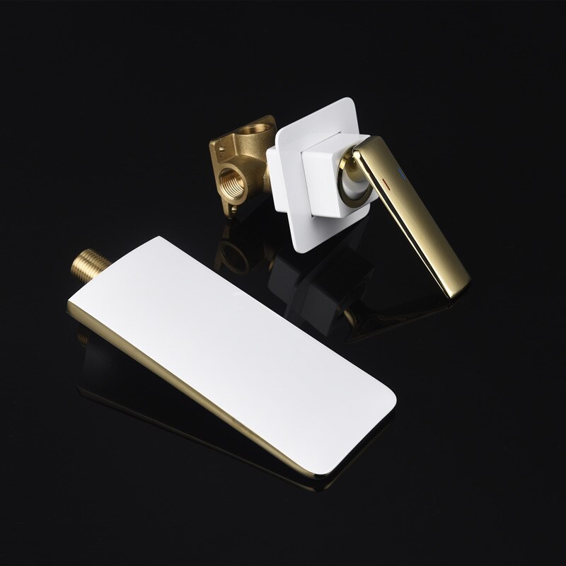 Juno Waterfall Concealed Faucet Wall Type Hot & Cold White & Gold Water Faucet
