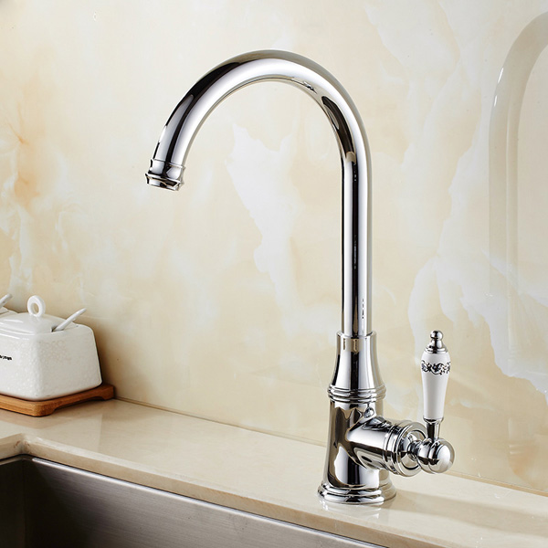 Kitchen & Bathroom Sink Faucet Deck Mount 360 Rotate Hand Swivel Sink Mixer Tap