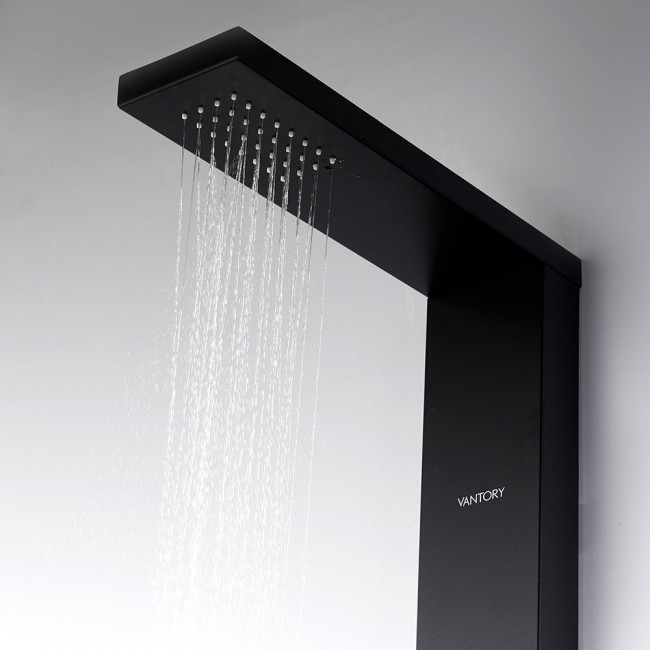 44" Wall Mounted Black Aluminum Multi-Function Shower Panel