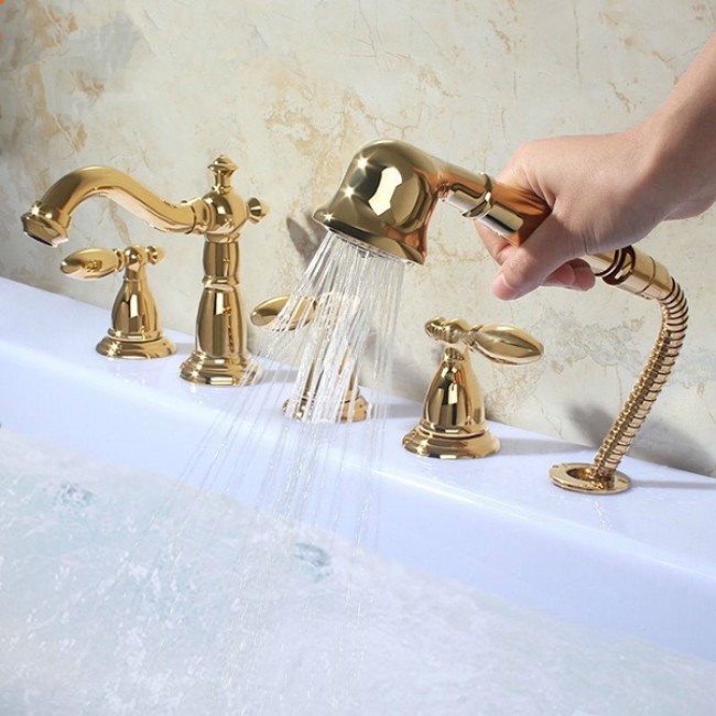 gold finish bathtub faucet