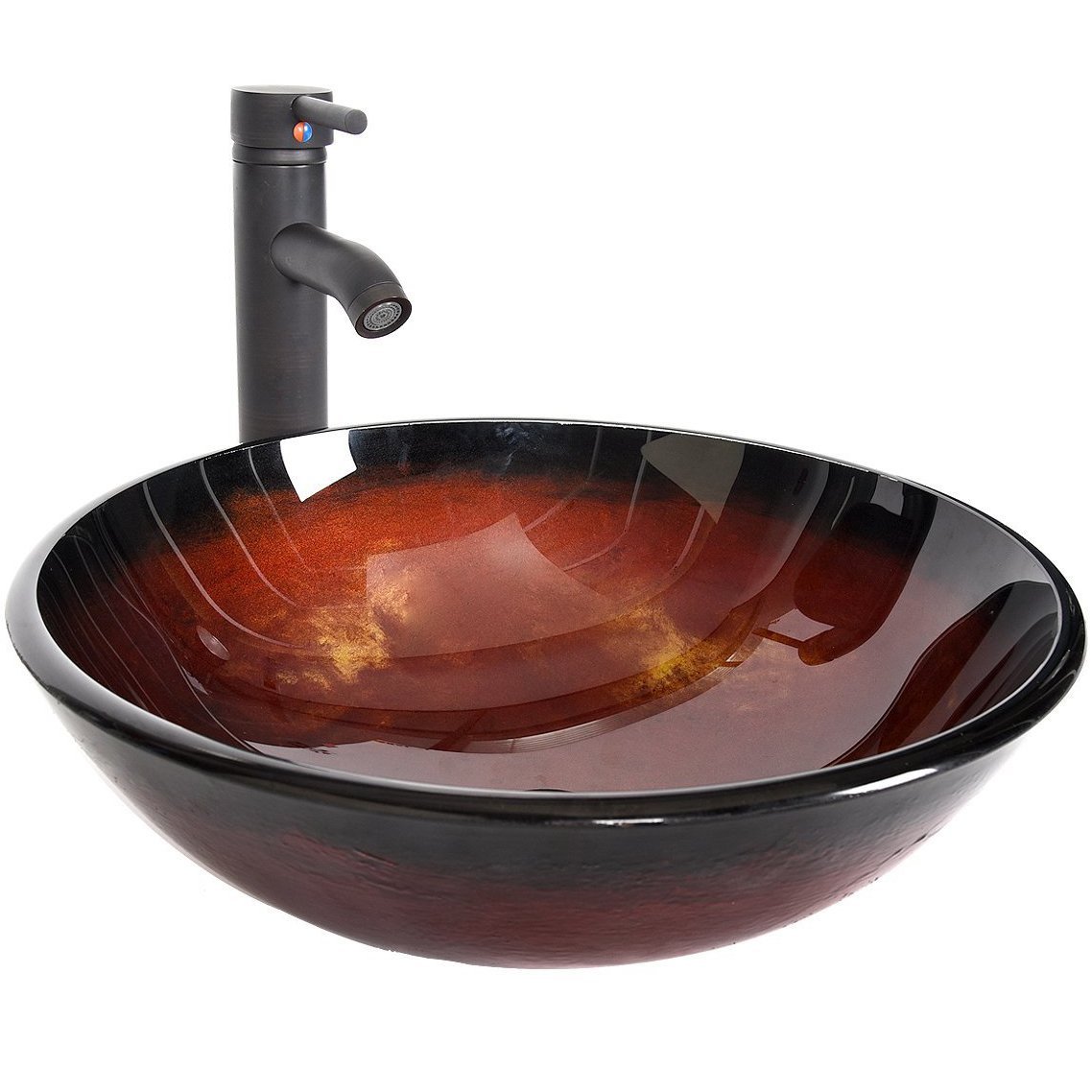 Bracilia Red Bathroom Vessel Sink With Faucet