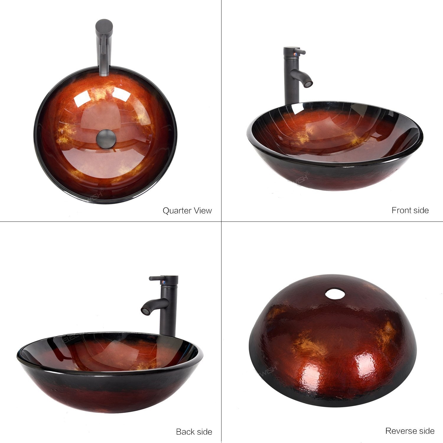 Bracilia Red Bathroom Vessel Sink With Faucet