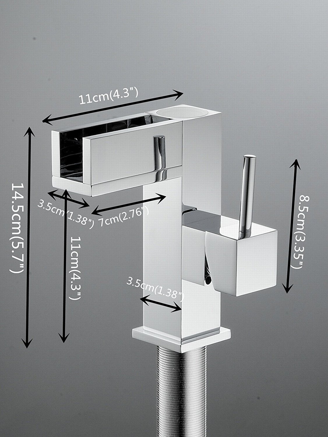 La Plata LED Three Color Waterfall Bathroom Sink Faucet Single Handle Mixer Tap