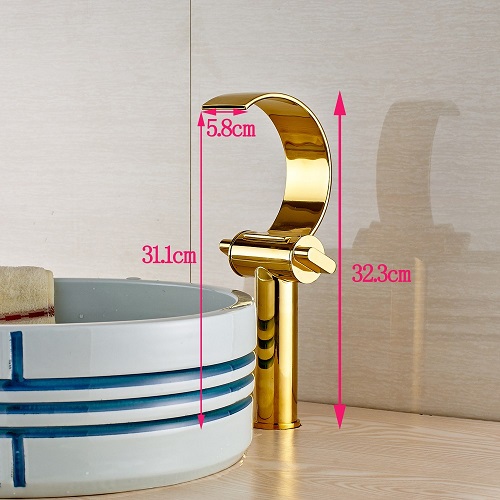 Alaska Deck Mount Gold Finish  Single Handle Mixer Tap Bathroom Sink Faucet