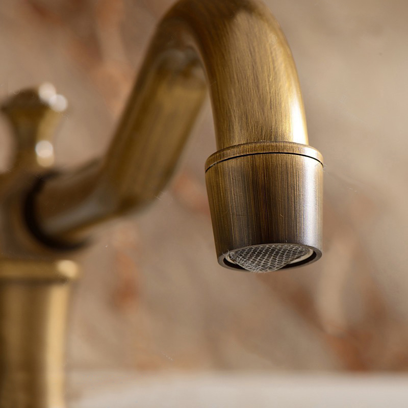 Antique Brass Dual Handle Bathroom Faucet