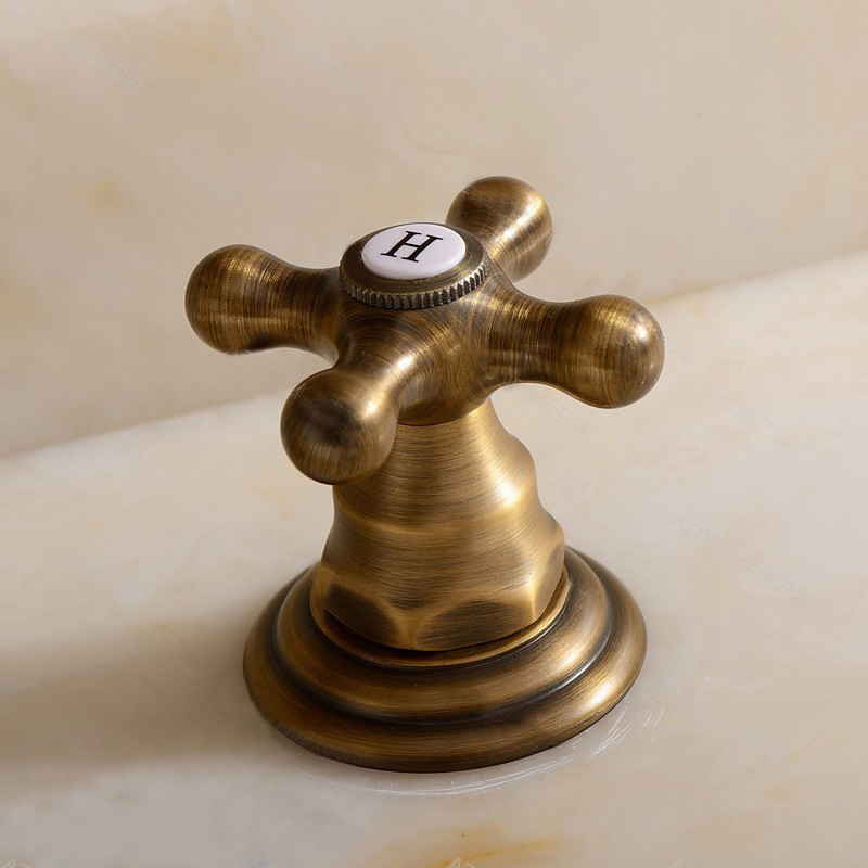 Antique Brass Dual Handle Bathroom Faucet