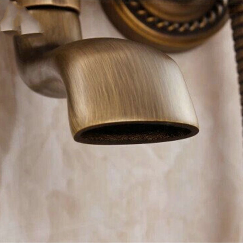 Antique Bronze Shower Head Round Brass with Hand Held Shower & Antique Bathroom Faucet