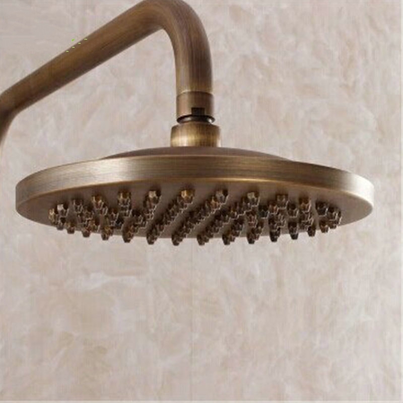 Antique Bronze Shower Head Wall Install with Hand Held Shower & Bathroom Faucet