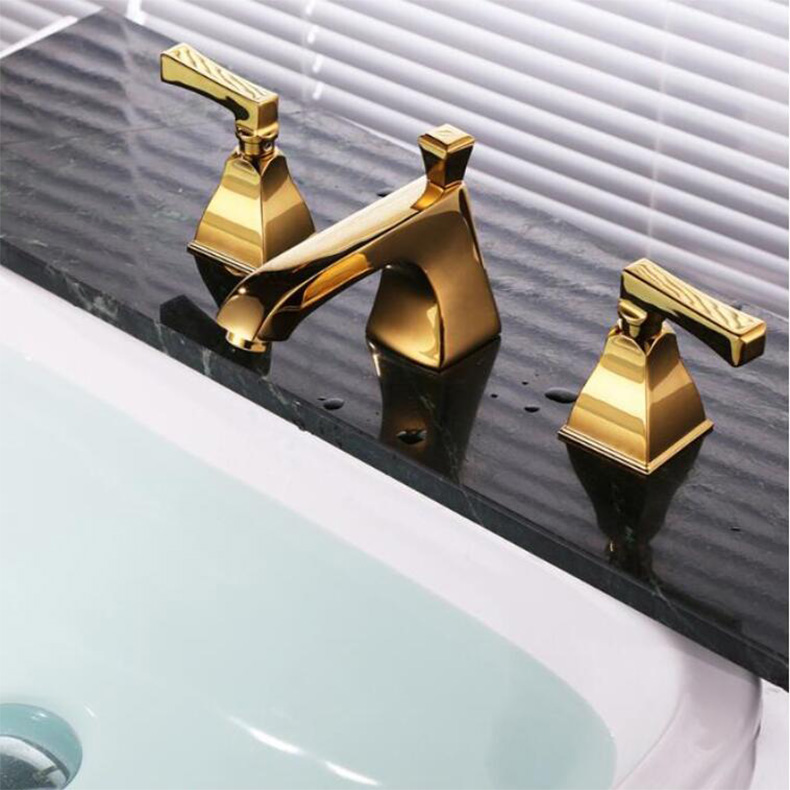 Fashion Cover Mounted Bathtub Room Sink Double Handle Faucet 