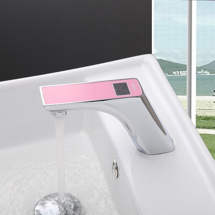 Pink Digital Display Bathroom Touchless Faucet