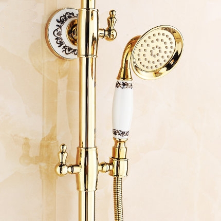 Beautiful Ceramic Gold Luxury Bathroom Rain Shower & Hand Shower