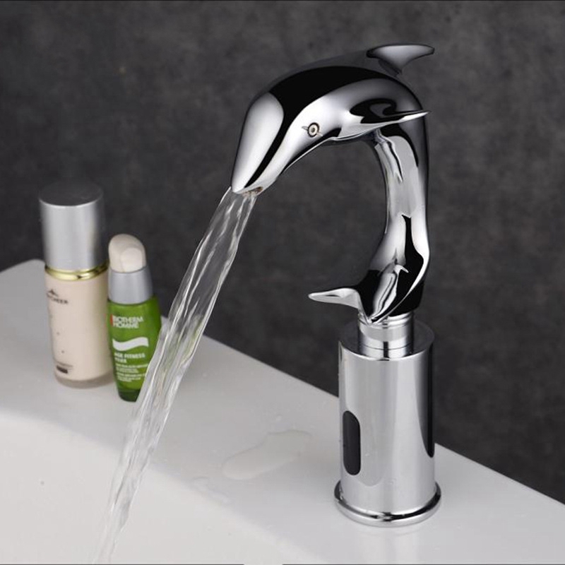 Beautiful Dolphin Chrome Finished Sensor Bathroom Faucet