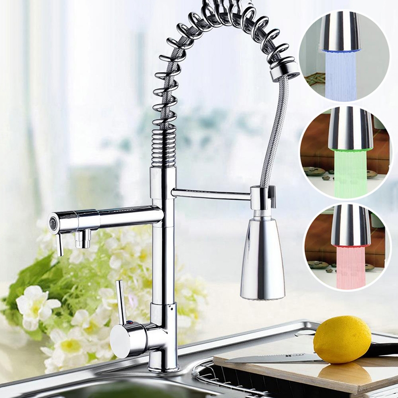 Beautiful LED Pull Down Single Handle Kitchen Faucet