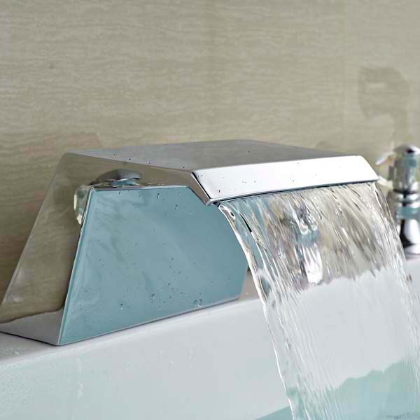 Beautiful Triple Crystal Handle Bathtub Faucet with Handheld Shower Mixer