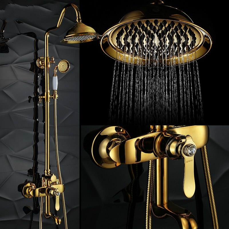 Best European Gold Ceramic Diamond Bathroom Shower with Handheld Shower