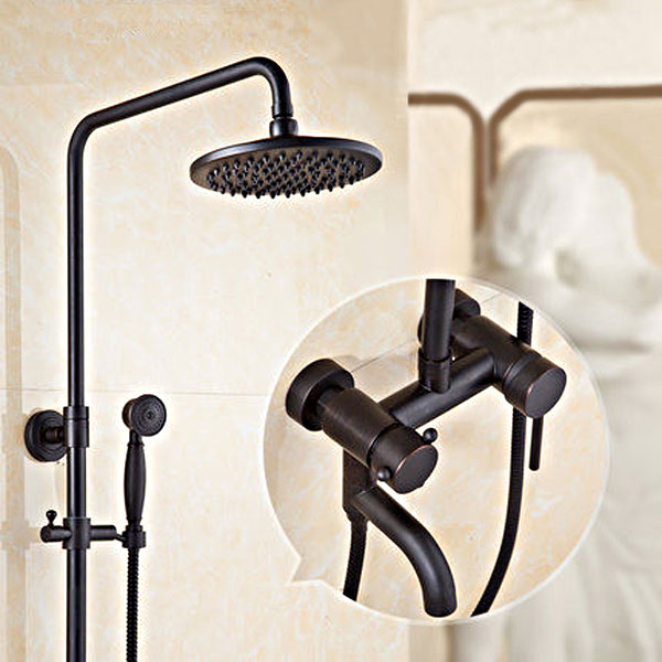 Details about   Antique Brass Complete Shower Set Shower Rod Hand Shower Shower Column Shower Panel show original title