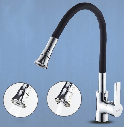 Black Chrome Finish Any Direction Rotate Kitchen Faucet