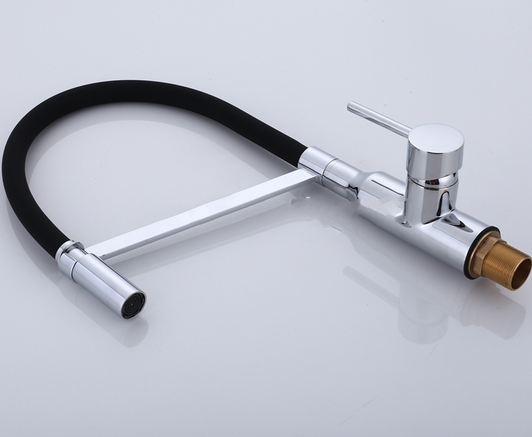 Black Chrome Single Handle Pull Out Kitchen Faucet